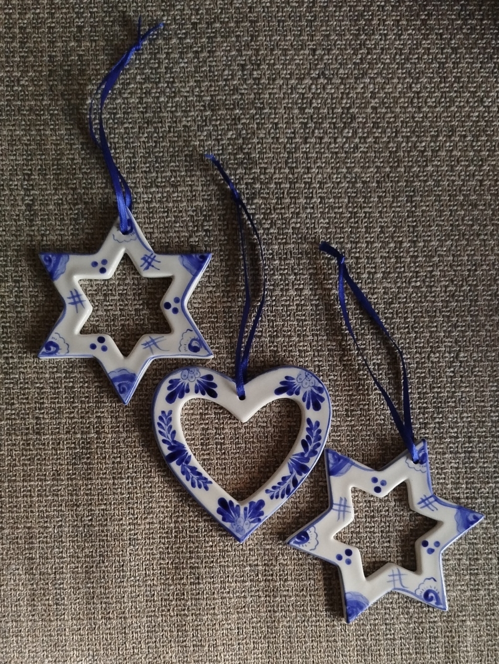 Delft Blue Ceramic Holiday Ornaments